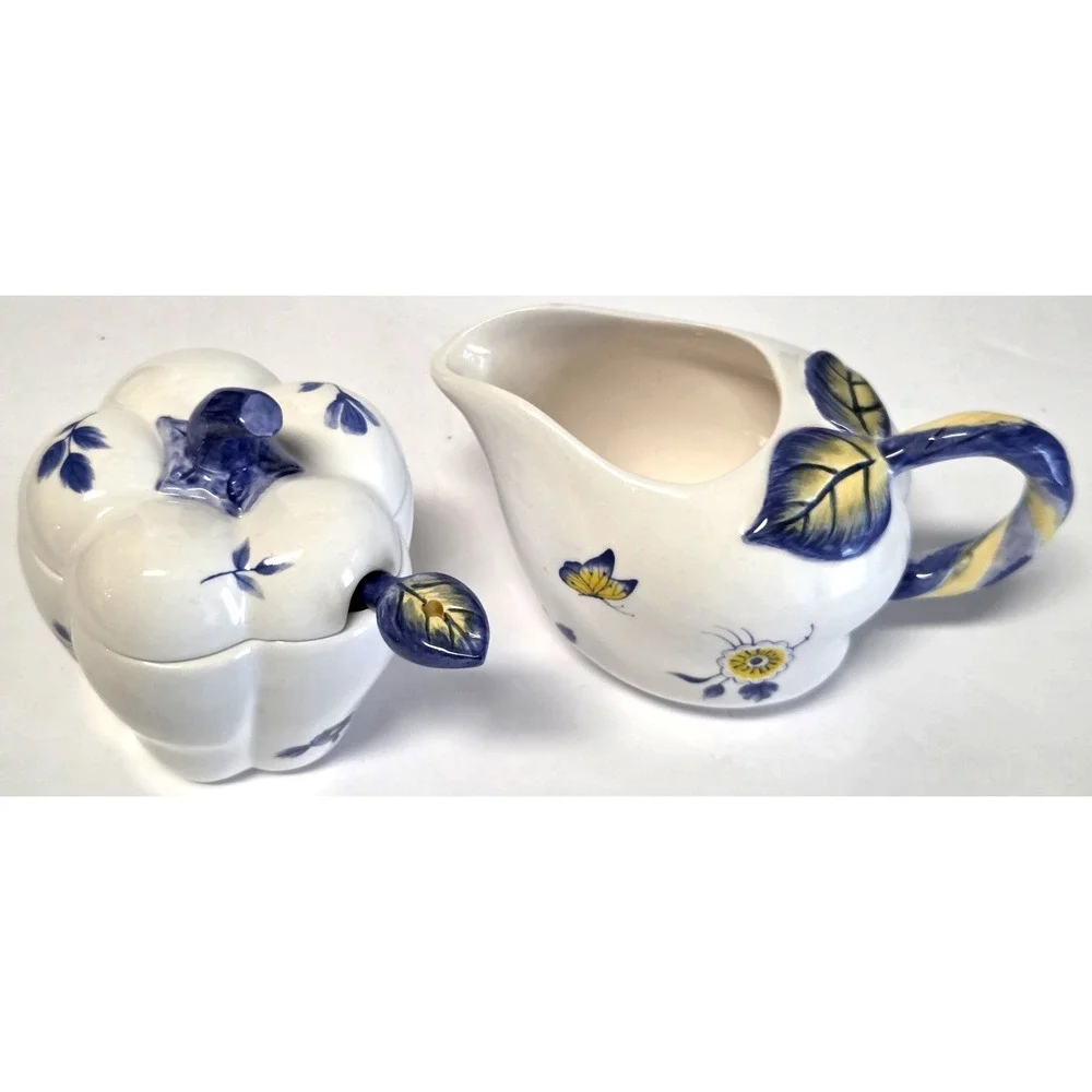 Spode Imperial Garden Completer Set Sugar & Creamer Set Porcelain Lid & Spoon